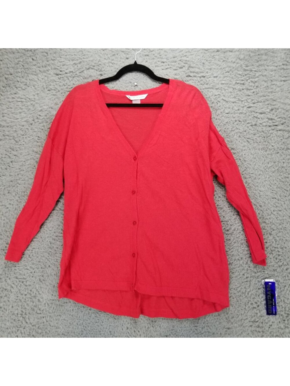 Peter Nygard Shirt Womens XL Missy Red Linen Blend 3/4 Sleeve Button *NWD-Read*